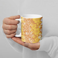 Hawaiian Lei Day Ceramic Mug Gold Hibiscus Flowers Lei Art - Polynesian Pride