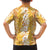 Hawaiian Lei Day Family Matching Off Shoulder Maxi Dress and Hawaiian Shirt Gold Hibiscus Flowers Lei Art