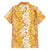 Hawaiian Lei Day Family Matching Off Shoulder Maxi Dress and Hawaiian Shirt Gold Hibiscus Flowers Lei Art