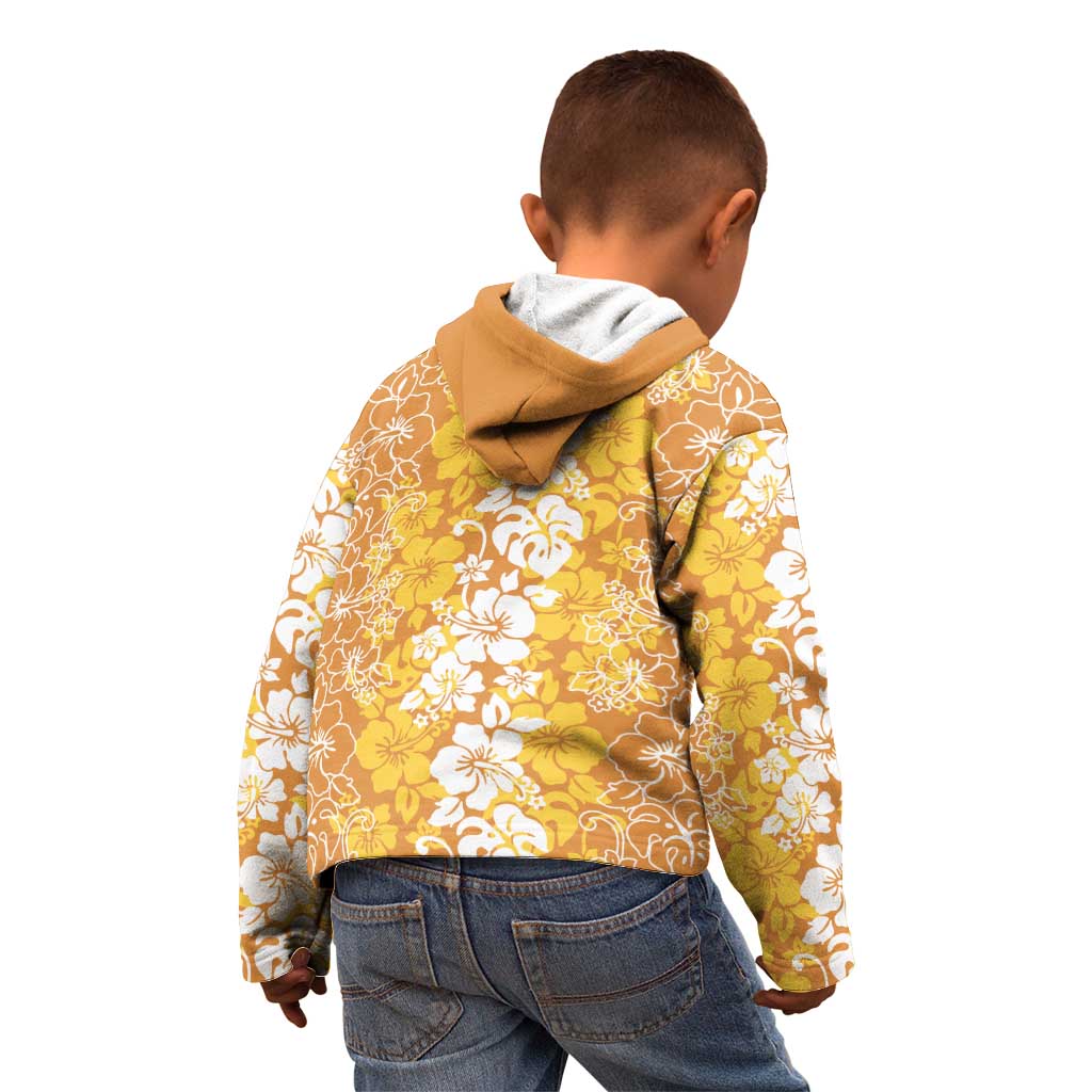 Hawaiian Lei Day Kid Hoodie Gold Hibiscus Flowers Lei Art