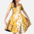 Hawaiian Lei Day Kid Short Sleeve Dress Gold Hibiscus Flowers Lei Art