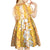 Hawaiian Lei Day Kid Short Sleeve Dress Gold Hibiscus Flowers Lei Art