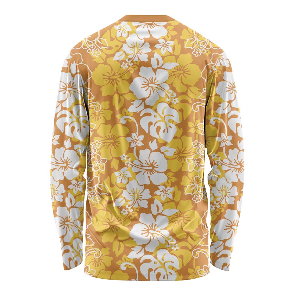 Hawaiian Lei Day Long Sleeve Shirt Gold Hibiscus Flowers Lei Art