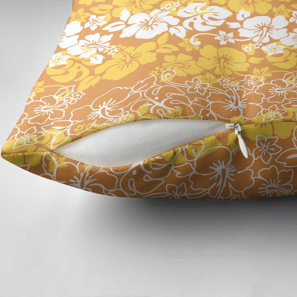 Hawaiian Lei Day Pillow Cover Gold Hibiscus Flowers Lei Art - Polynesian Pride
