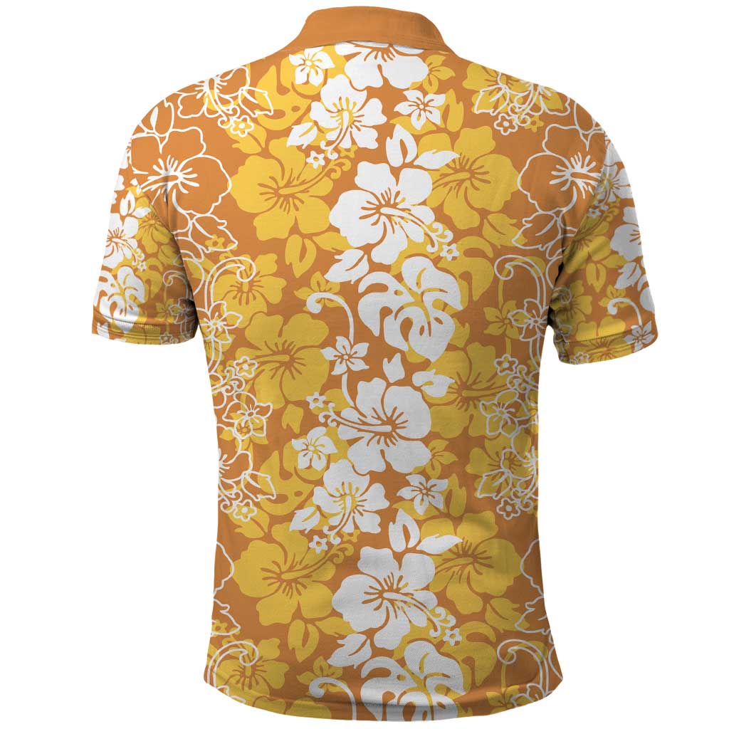 Hawaiian Lei Day Polo Shirt Gold Hibiscus Flowers Lei Art