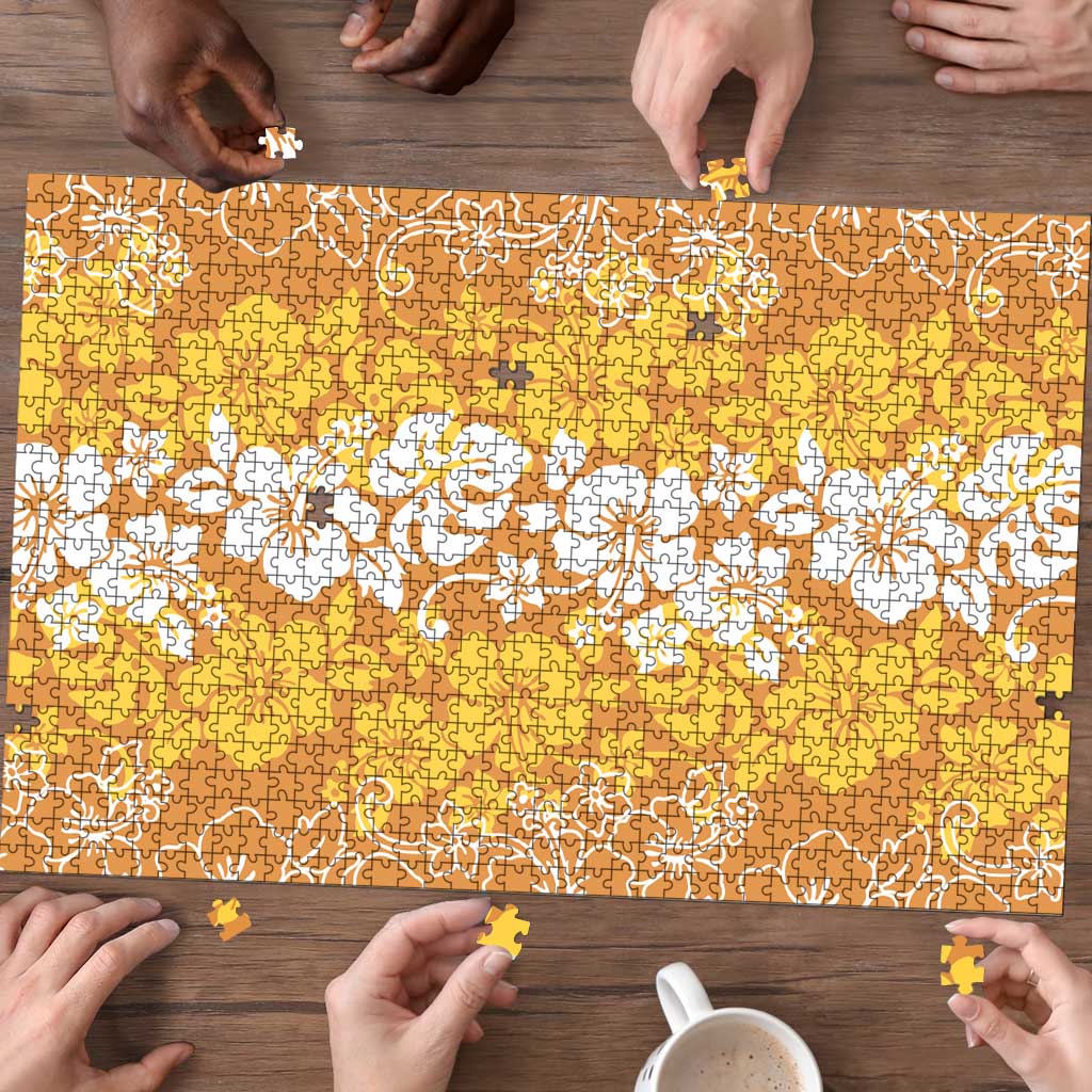 Hawaiian Lei Day Puzzle Gold Hibiscus Flowers Lei Art - Polynesian Pride