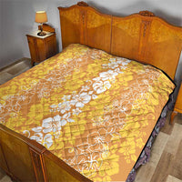 Hawaiian Lei Day Quilt Gold Hibiscus Flowers Lei Art
