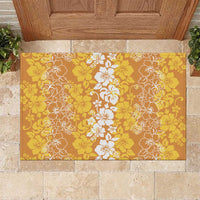 Hawaiian Lei Day Rubber Doormat Gold Hibiscus Flowers Lei Art LT9 Gold - Polynesian Pride