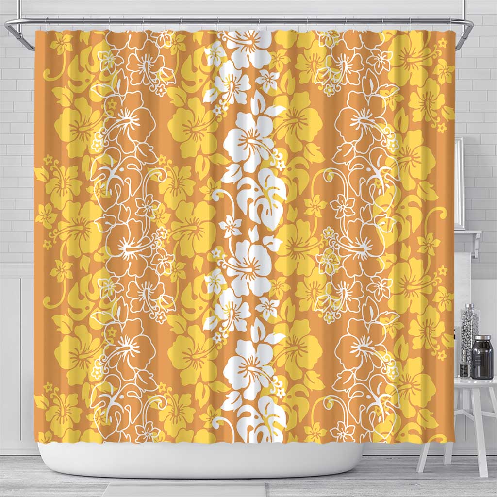Hawaiian Lei Day Shower Curtain Gold Hibiscus Flowers Lei Art