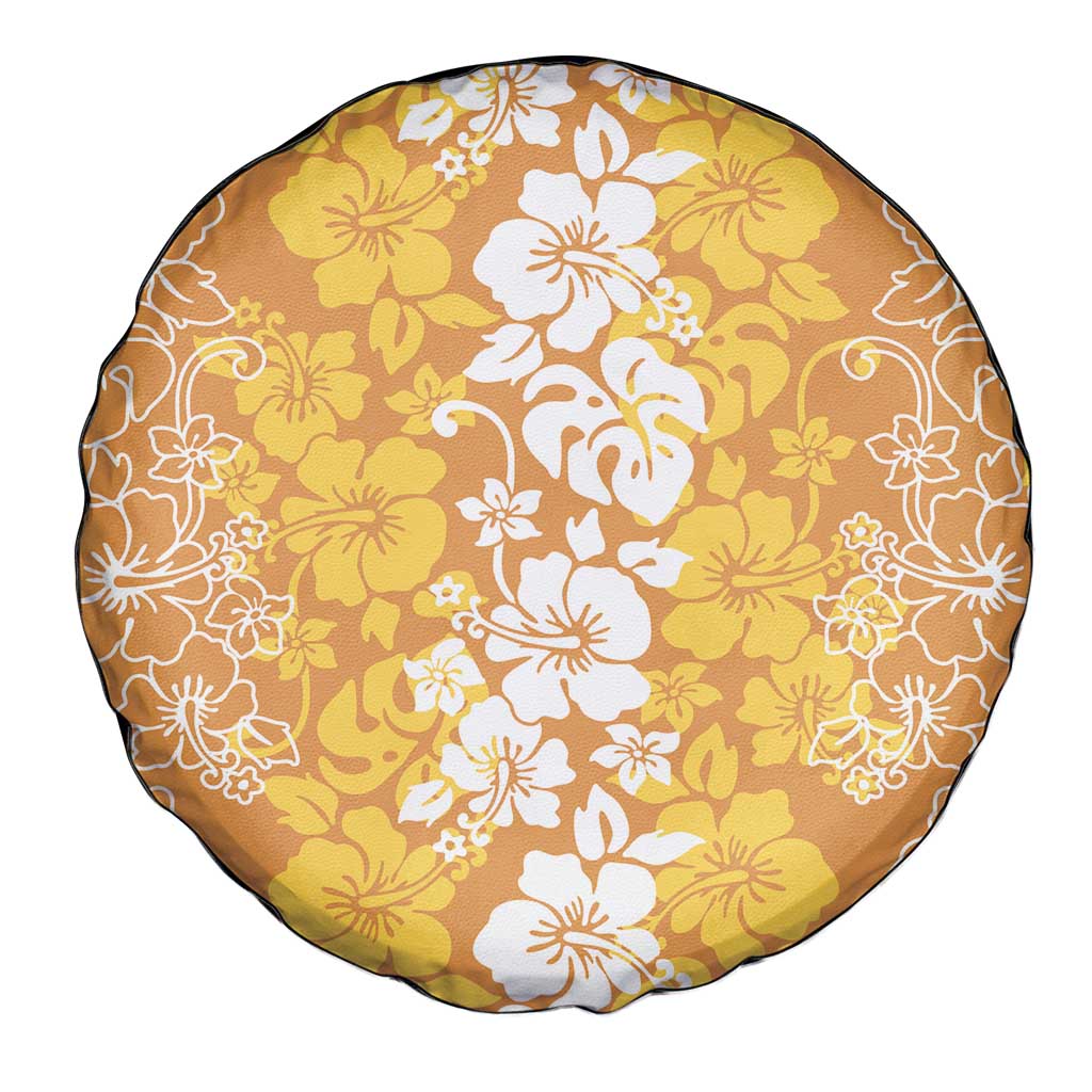 Hawaiian Lei Day Spare Tire Cover Gold Hibiscus Flowers Lei Art