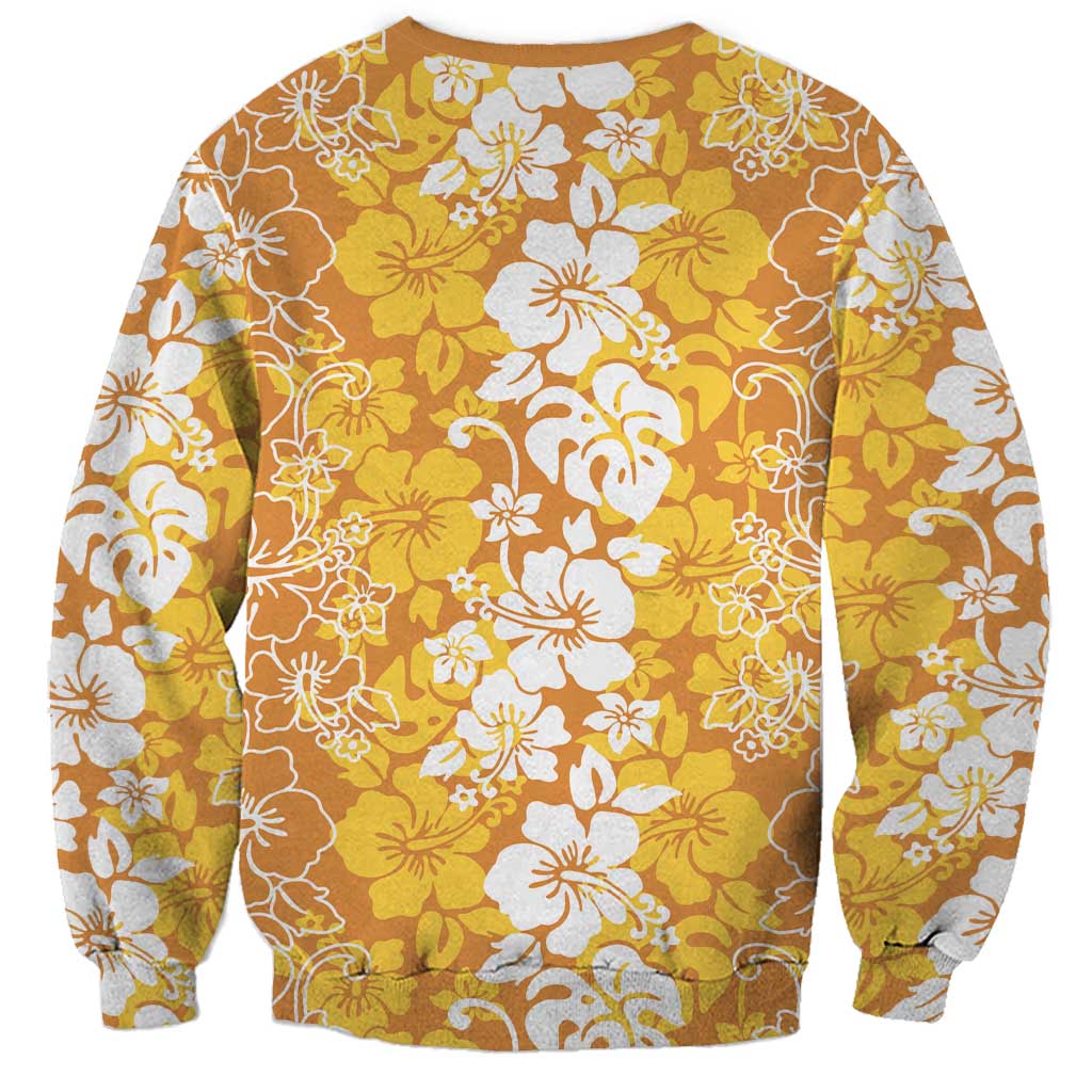 Hawaiian Lei Day Sweatshirt Gold Hibiscus Flowers Lei Art