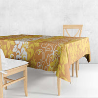 Hawaiian Lei Day Tablecloth Gold Hibiscus Flowers Lei Art