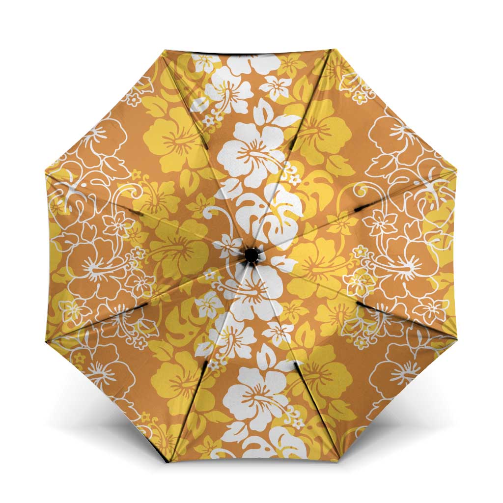 Hawaiian Lei Day Umbrella Gold Hibiscus Flowers Lei Art - Polynesian Pride