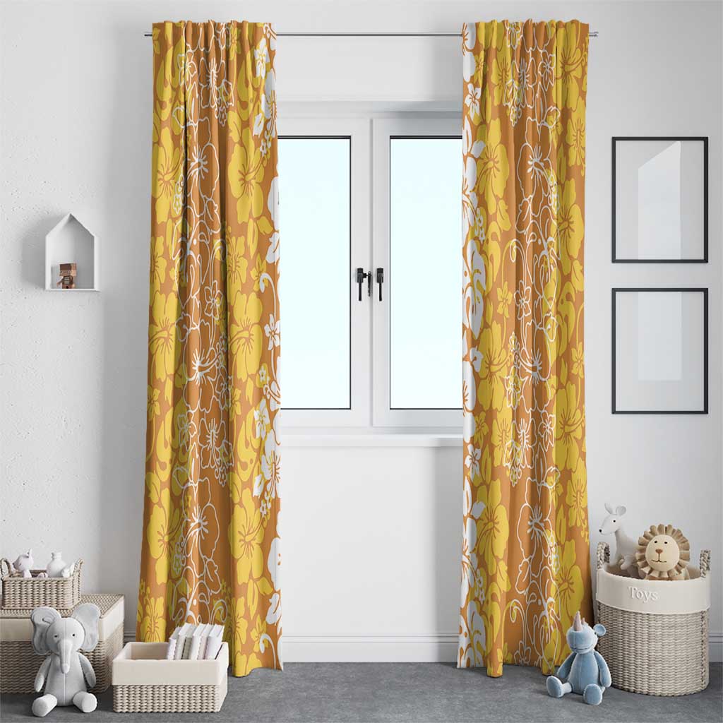 Hawaiian Lei Day Window Curtain Gold Hibiscus Flowers Lei Art