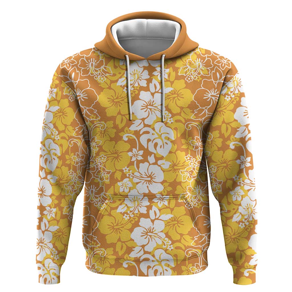 Hawaiian Lei Day Zip Hoodie Gold Hibiscus Flowers Lei Art