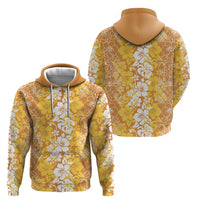 Hawaiian Lei Day Zip Hoodie Gold Hibiscus Flowers Lei Art