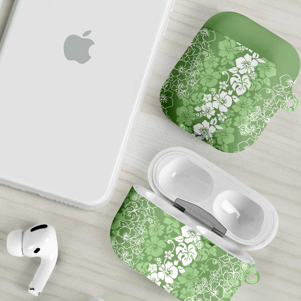 Hawaiian Lei Day AirPods Case Green Hibiscus Flowers Lei Art - Polynesian Pride