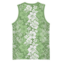 Hawaiian Lei Day Basketball Jersey Green Hibiscus Flowers Lei Art - Polynesian Pride