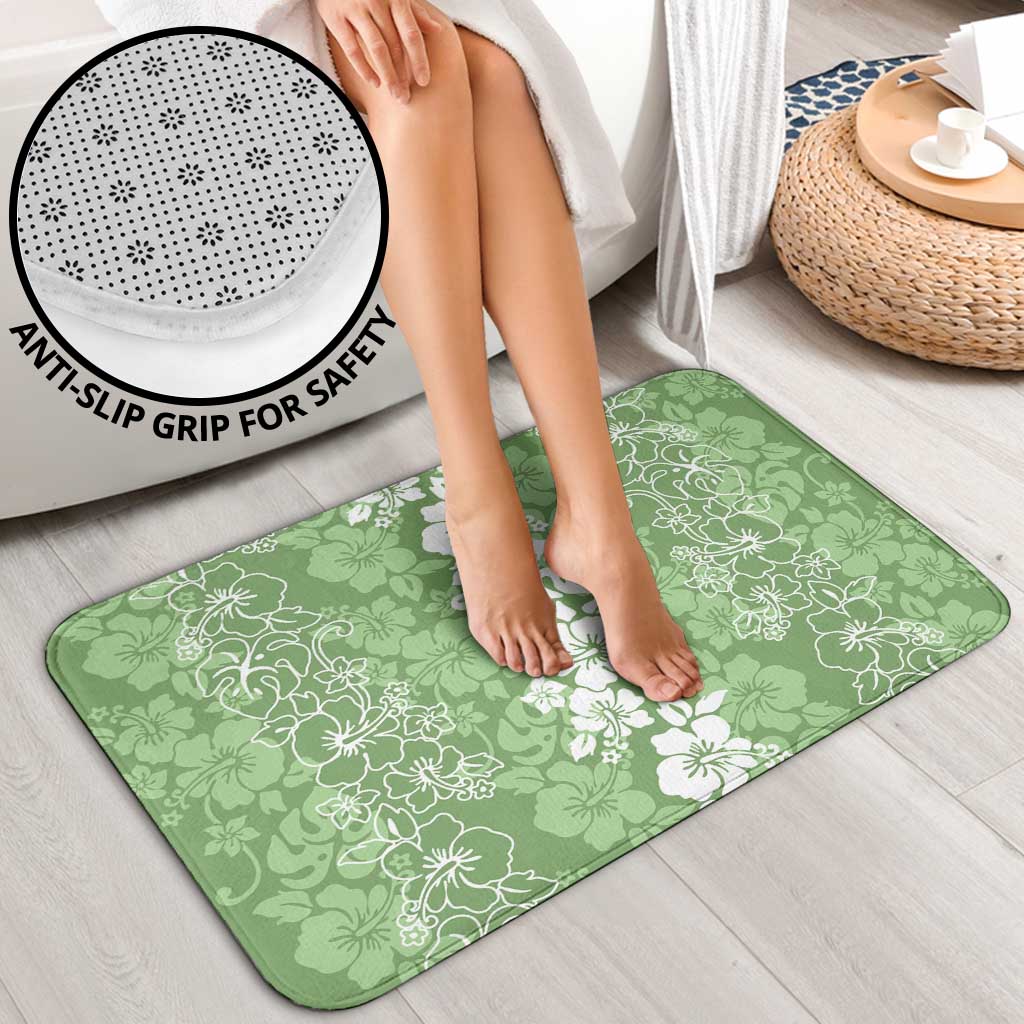 Hawaiian Lei Day Bathroom Set Green Hibiscus Flowers Lei Art - Polynesian Pride