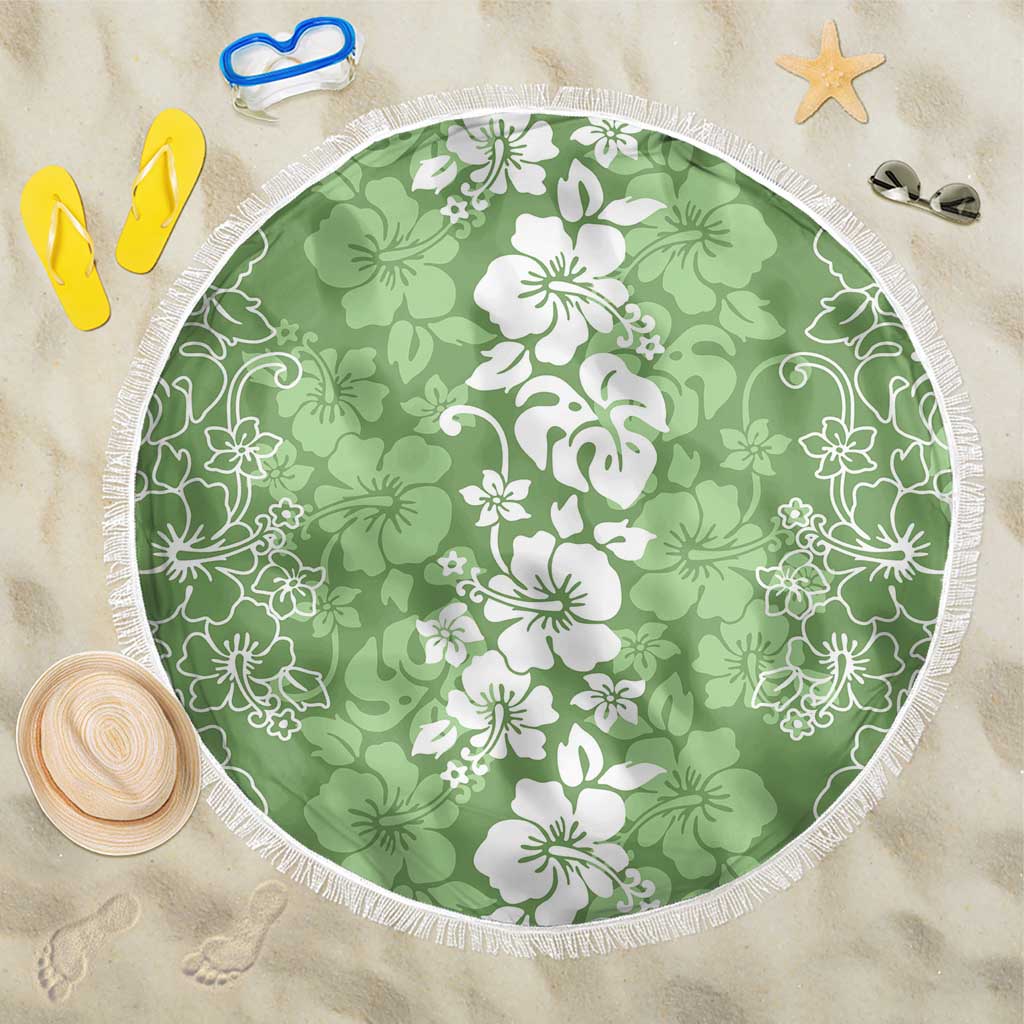 Hawaiian Lei Day Beach Blanket Green Hibiscus Flowers Lei Art