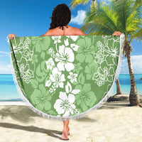 Hawaiian Lei Day Beach Blanket Green Hibiscus Flowers Lei Art