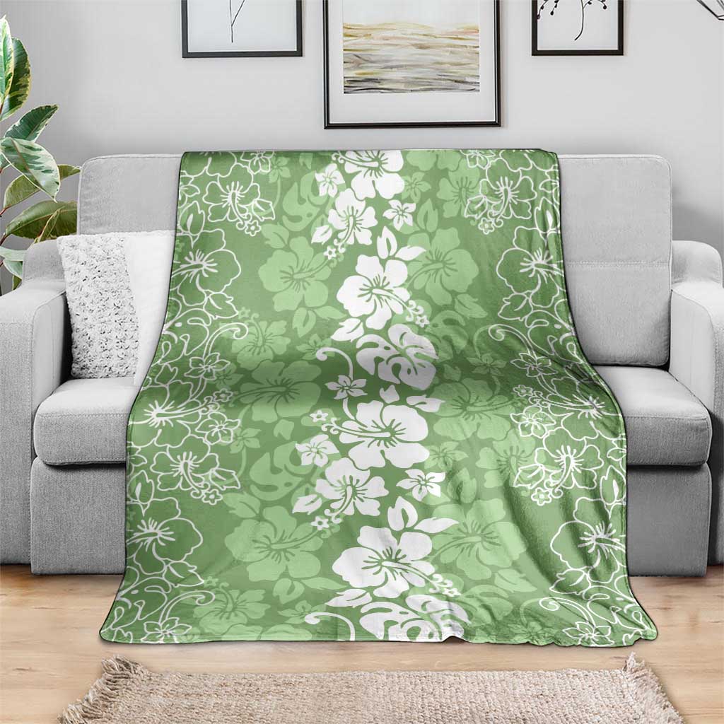 Hawaiian Lei Day Blanket Green Hibiscus Flowers Lei Art
