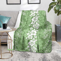 Hawaiian Lei Day Blanket Green Hibiscus Flowers Lei Art