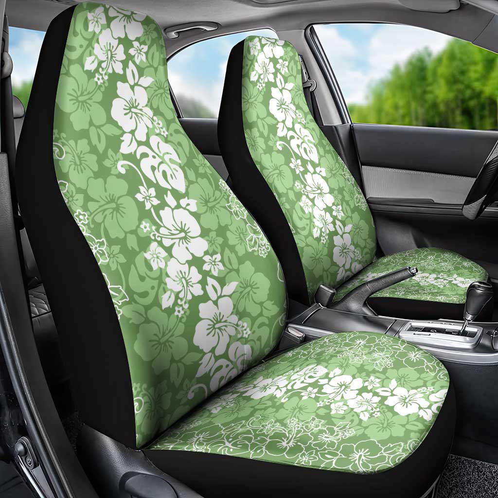 Hawaiian Lei Day Car Seat Cover Green Hibiscus Flowers Lei Art
