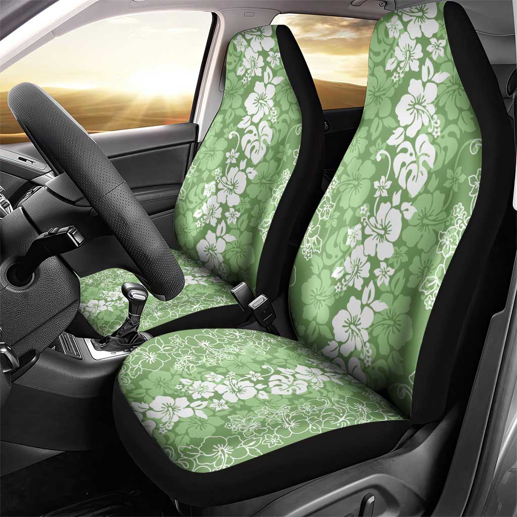 Hawaiian Lei Day Car Seat Cover Green Hibiscus Flowers Lei Art