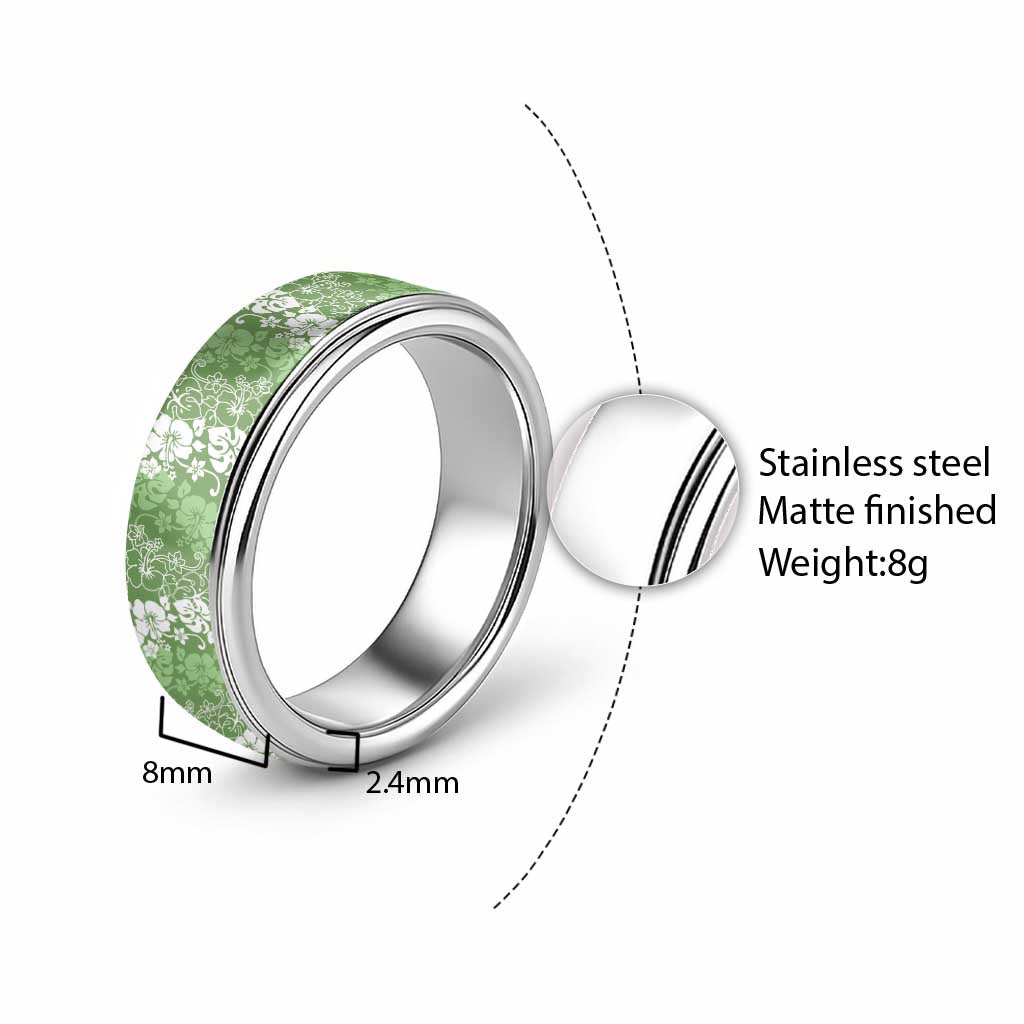 Hawaiian Lei Day Classic Ring Green Hibiscus Flowers Lei Art - Polynesian Pride