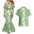 Hawaiian Lei Day Couples Matching Mermaid Dress and Hawaiian Shirt Green Hibiscus Flowers Lei Art
