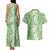 Hawaiian Lei Day Couples Matching Tank Maxi Dress and Hawaiian Shirt Green Hibiscus Flowers Lei Art