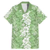 Hawaiian Lei Day Family Matching Mermaid Dress and Hawaiian Shirt Green Hibiscus Flowers Lei Art