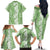 Hawaiian Lei Day Family Matching Off The Shoulder Long Sleeve Dress and Hawaiian Shirt Green Hibiscus Flowers Lei Art