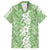 Hawaiian Lei Day Family Matching Off The Shoulder Long Sleeve Dress and Hawaiian Shirt Green Hibiscus Flowers Lei Art