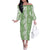 Hawaiian Lei Day Family Matching Off The Shoulder Long Sleeve Dress and Hawaiian Shirt Green Hibiscus Flowers Lei Art