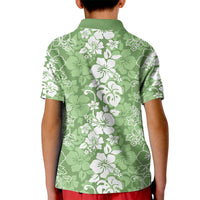 Hawaiian Lei Day Kid Polo Shirt Green Hibiscus Flowers Lei Art