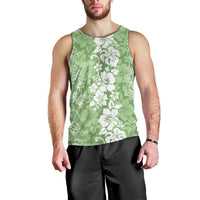 Hawaiian Lei Day Men Tank Top Green Hibiscus Flowers Lei Art