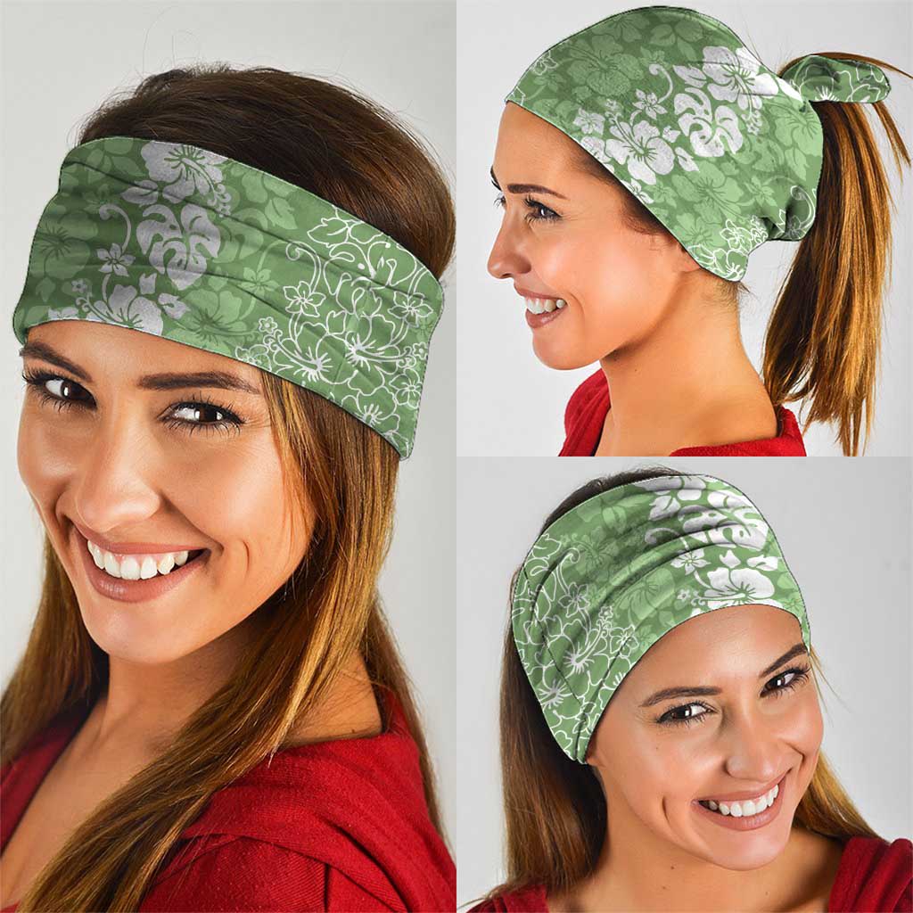 Hawaiian Lei Day Neck Gaiter Green Hibiscus Flowers Lei Art - Polynesian Pride