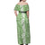 Hawaiian Lei Day Off Shoulder Maxi Dress Green Hibiscus Flowers Lei Art