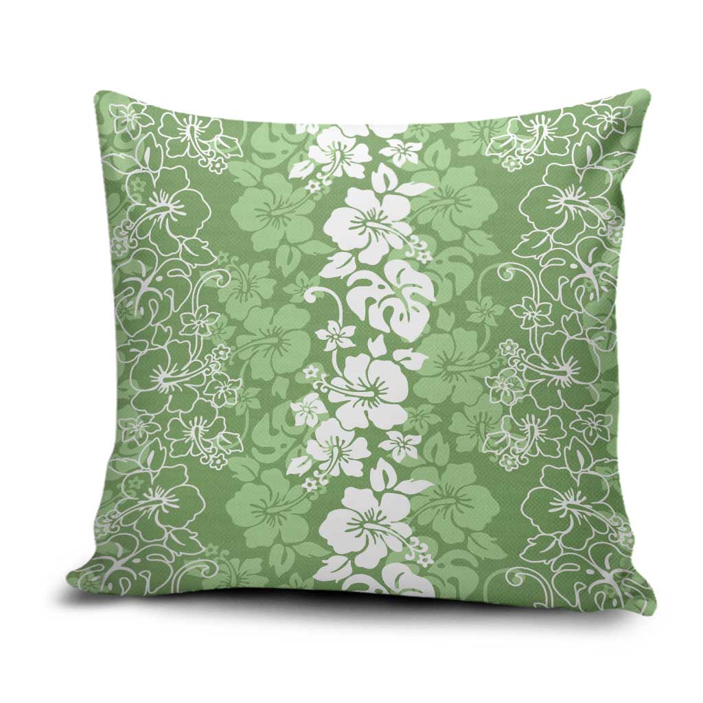 Hawaiian Lei Day Pillow Cover Green Hibiscus Flowers Lei Art - Polynesian Pride
