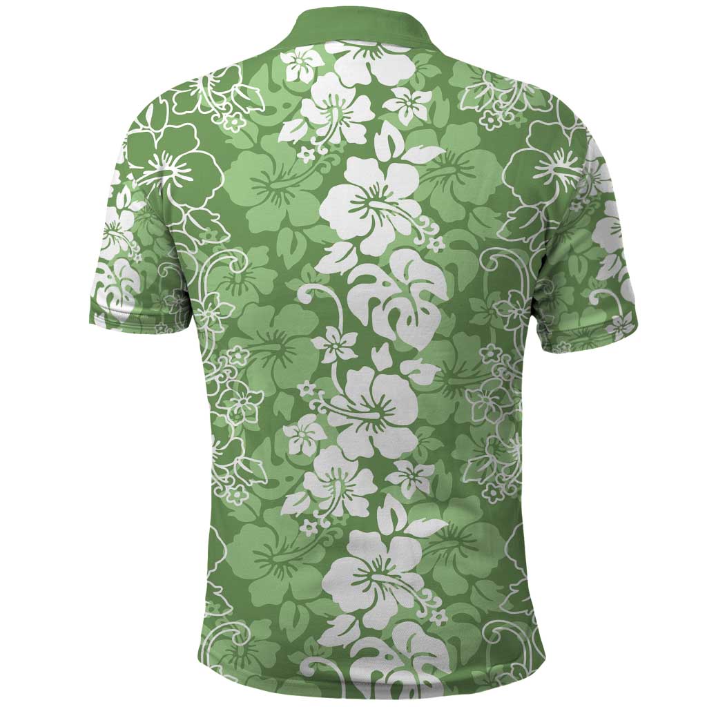 Hawaiian Lei Day Polo Shirt Green Hibiscus Flowers Lei Art