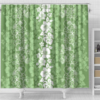Hawaiian Lei Day Shower Curtain Green Hibiscus Flowers Lei Art