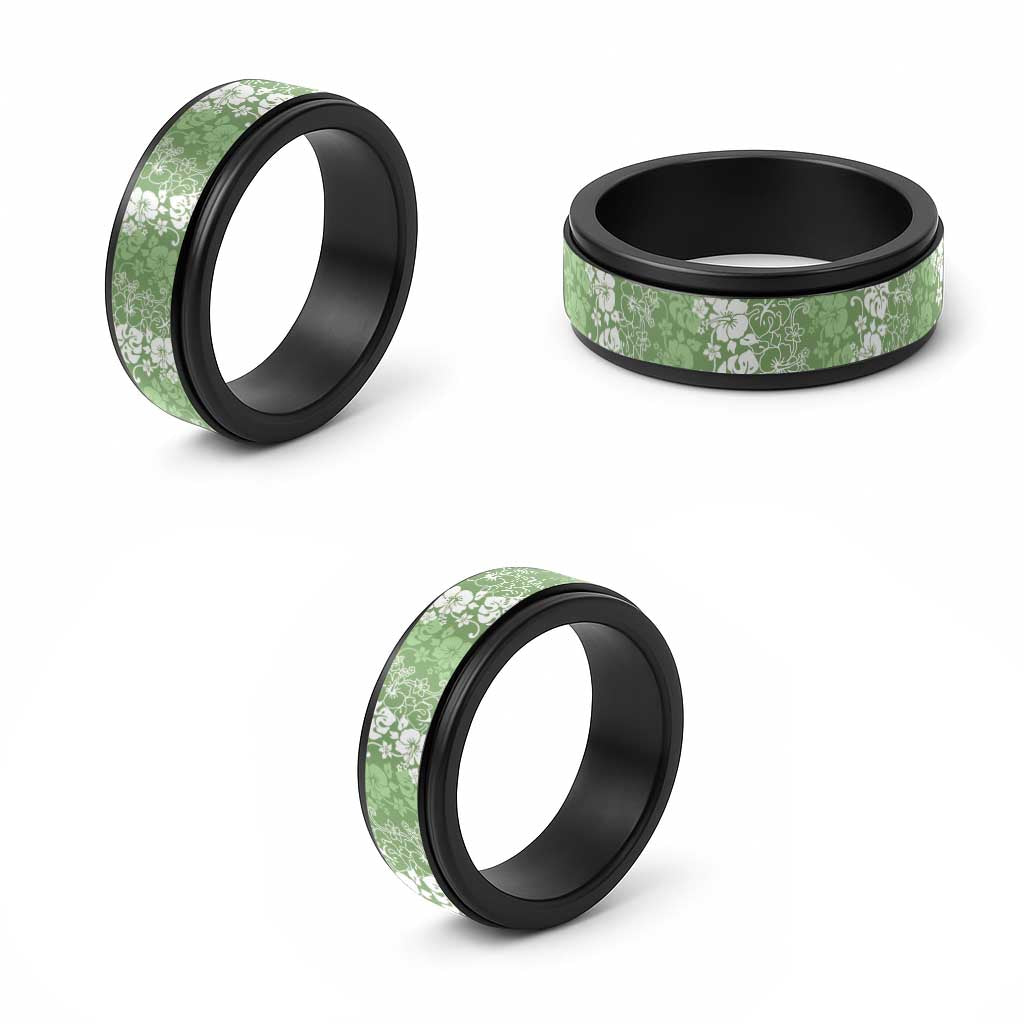 Hawaiian Lei Day Spinner Ring Green Hibiscus Flowers Lei Art - Polynesian Pride