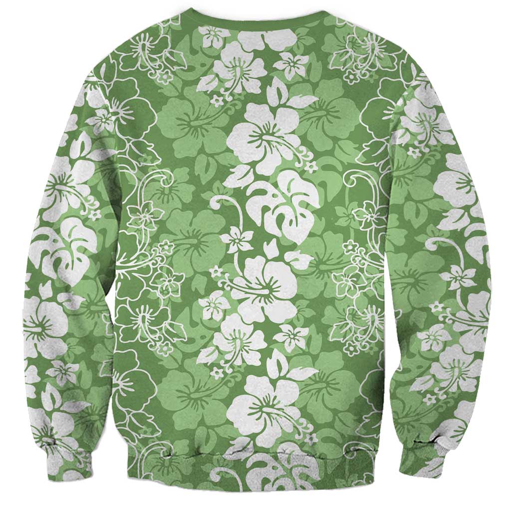 Hawaiian Lei Day Sweatshirt Green Hibiscus Flowers Lei Art