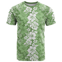 Hawaiian Lei Day T Shirt Green Hibiscus Flowers Lei Art