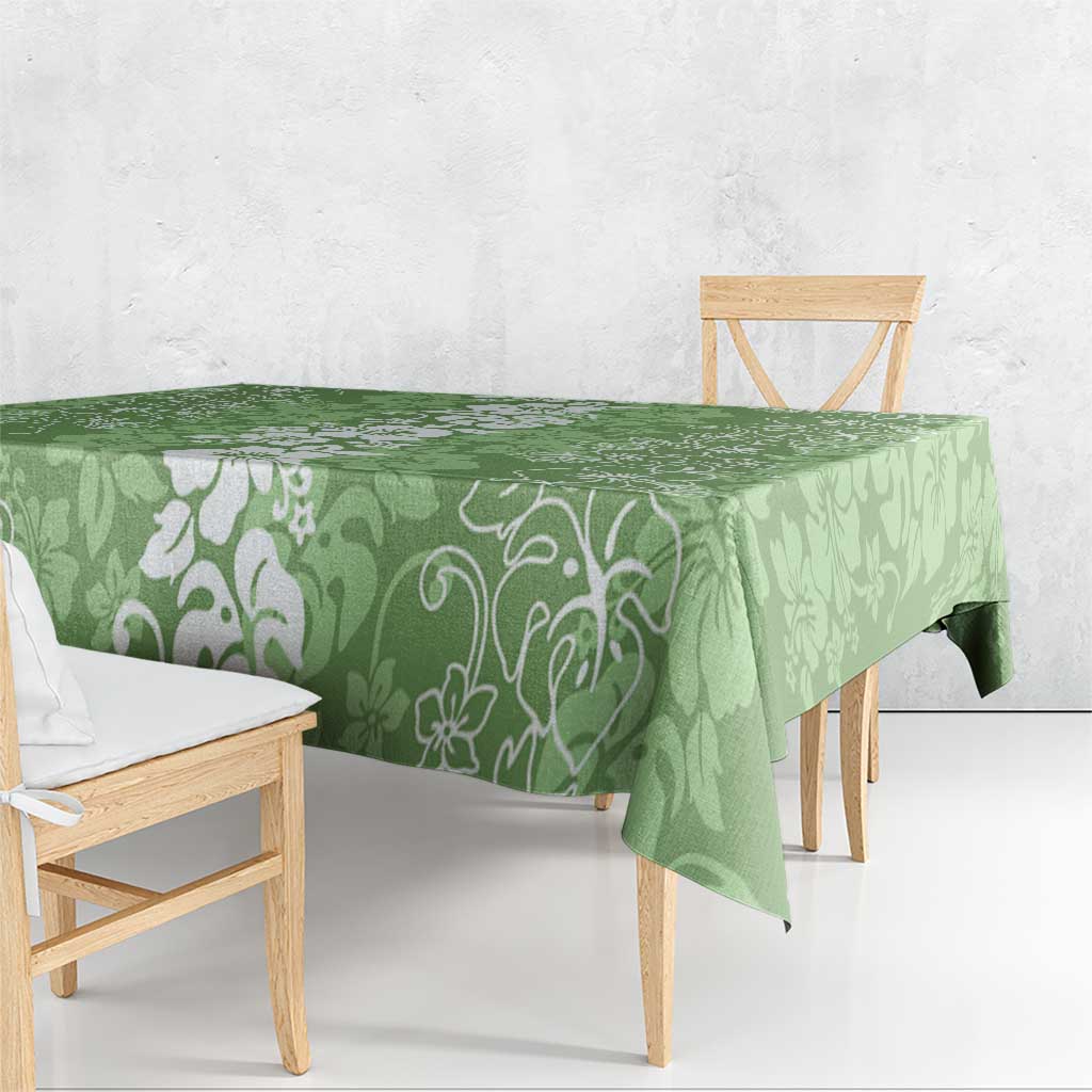 Hawaiian Lei Day Tablecloth Green Hibiscus Flowers Lei Art