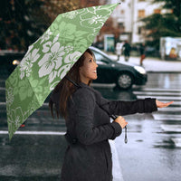 Hawaiian Lei Day Umbrella Green Hibiscus Flowers Lei Art - Polynesian Pride