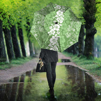 Hawaiian Lei Day Umbrella Green Hibiscus Flowers Lei Art - Polynesian Pride