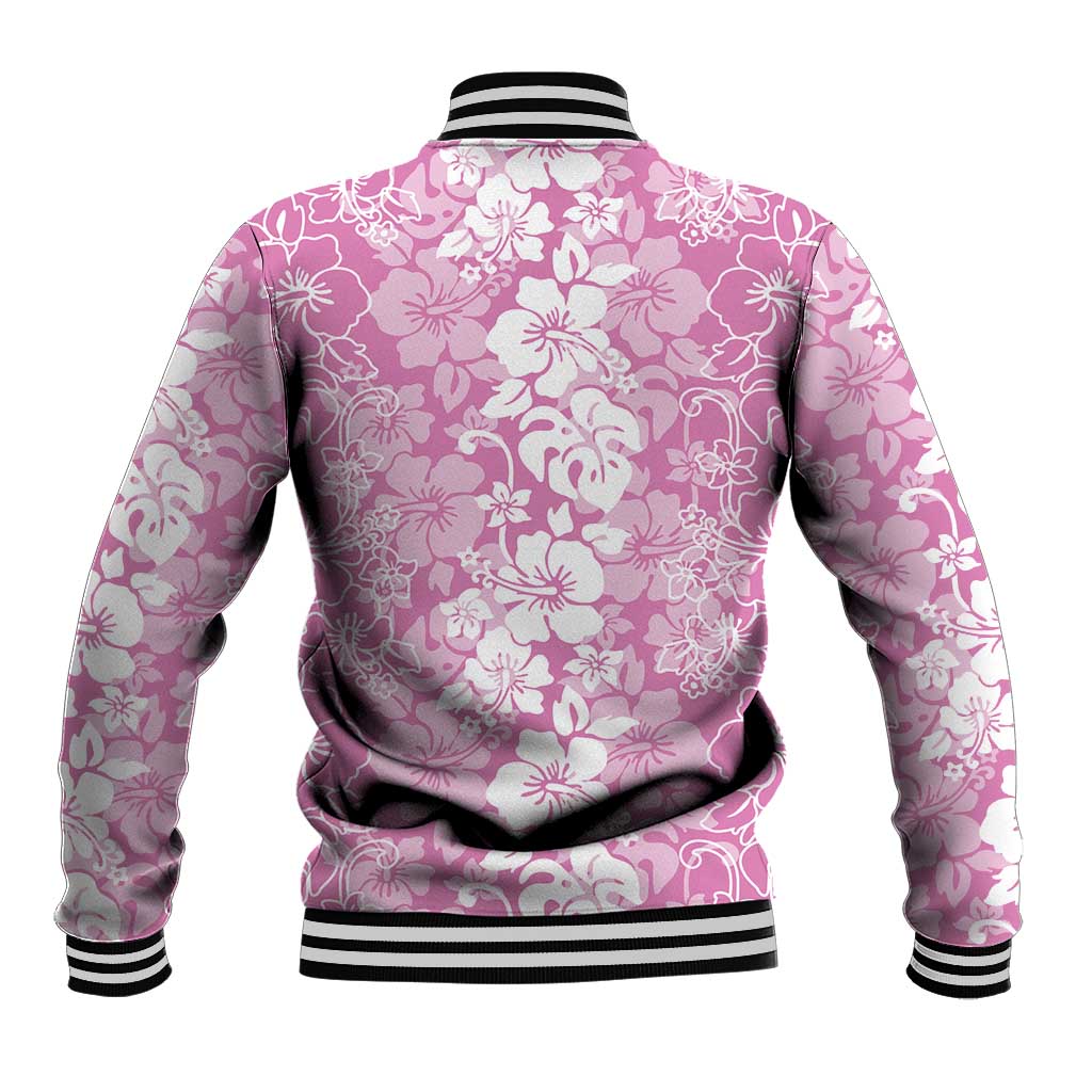 Hawaiian Lei Day Baseball Jacket Pink Hibiscus Flowers Lei Art